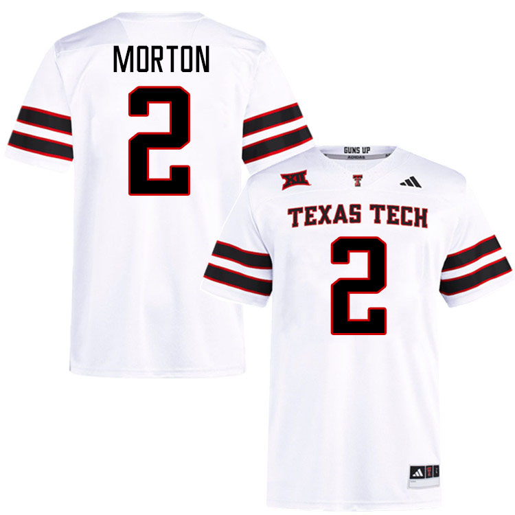 #2 Behren Morton Texas Tech Red Raiders Jerseys College Football Uniforms Stitched-White